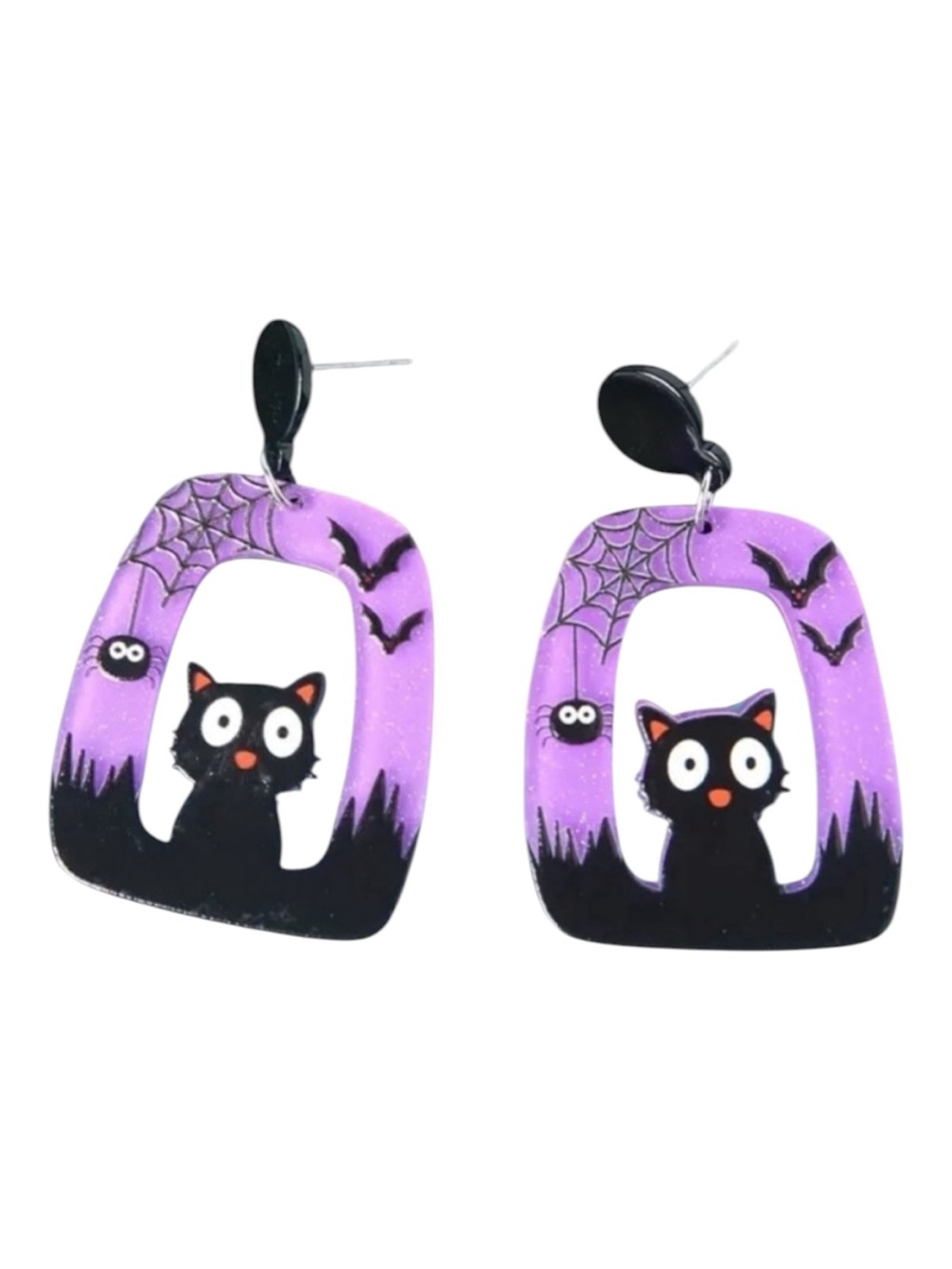 Halloween Black Cat Dangle Earrings